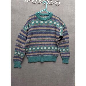 Vintage Alps Sweater Grandpa Dad Sweater Geometric 90s Ski Lodge Cabin Men's M